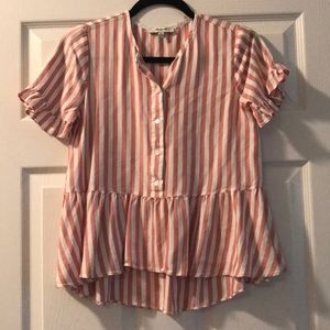 WORN ONCE! Madewell pink and white blush stripe